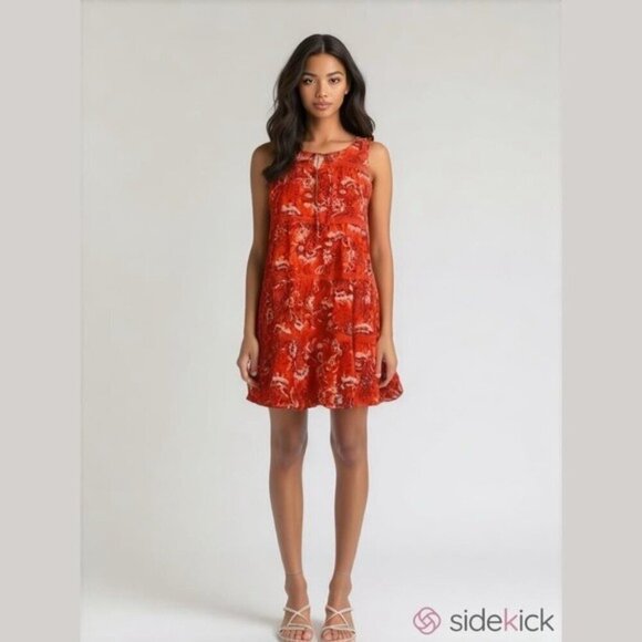 As U Wish Red Floral Summer Dress - Juniors Large - Picture 1 of 13